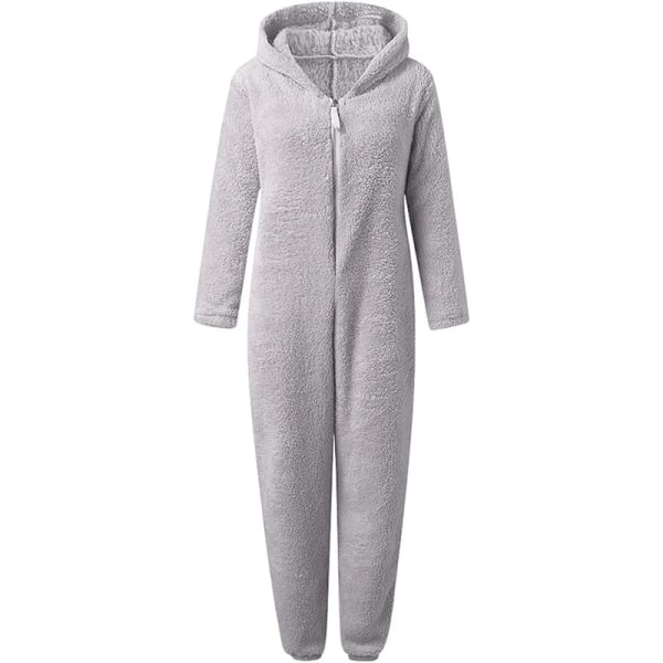 Naisten vetoketjullinen huppari Pehmeä pitkähihainen pyjama Yksivärinen body GREY M