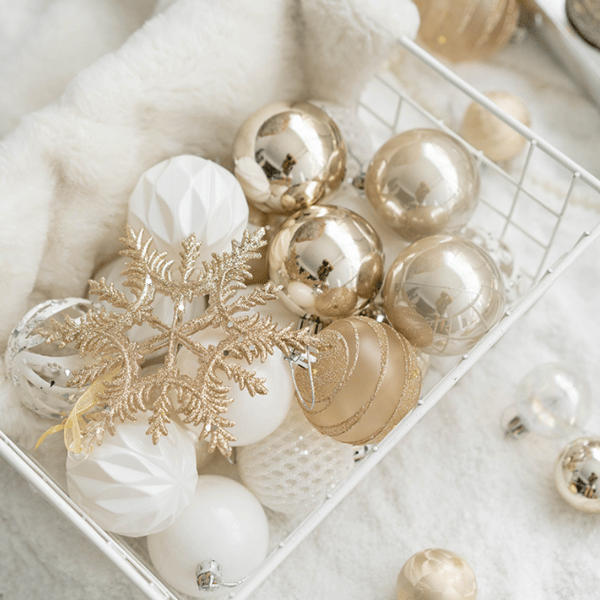 Julekulepyntsett, 24 stk. tredekorasjonskuler til julefestdekor, champagne, 4 cm 24pcs 4cm