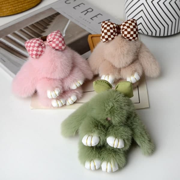 IC Mini-hårrosett hængende taske Rem bilnøglering e Bunny Couple P A11