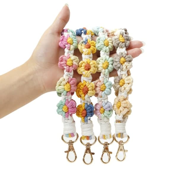 IC Daisy Blomst Håndlavet bilophæng Wovenwrist Lanyard Br C
