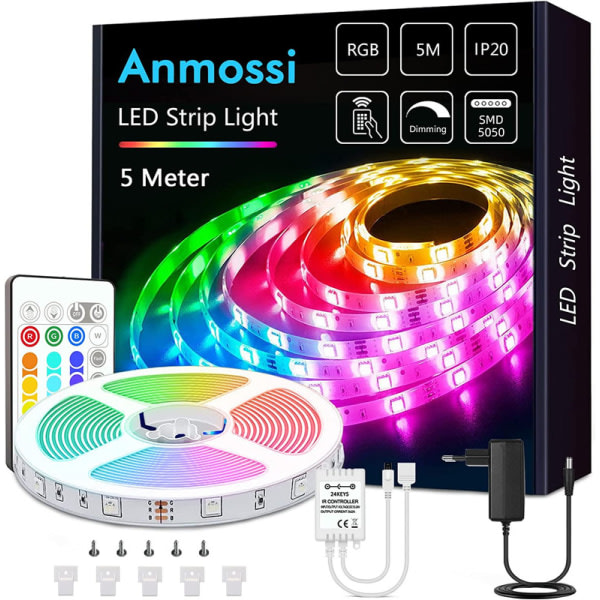 IC LED Strip 5M,RGB LED Strip,SMD 5050 valonauha,Färgbyte LED-ljuskedja