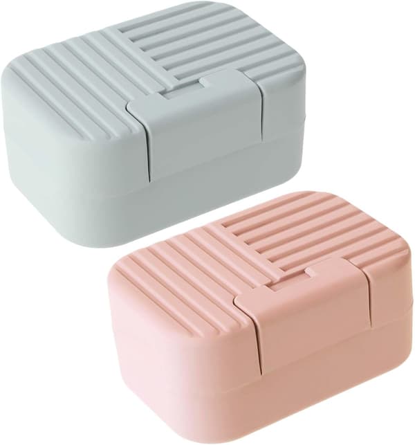 Resetvålkoppar - Set om 2 - Läckagesäkra & Kompakta - Tvålhållare med lock för Resor & Camping