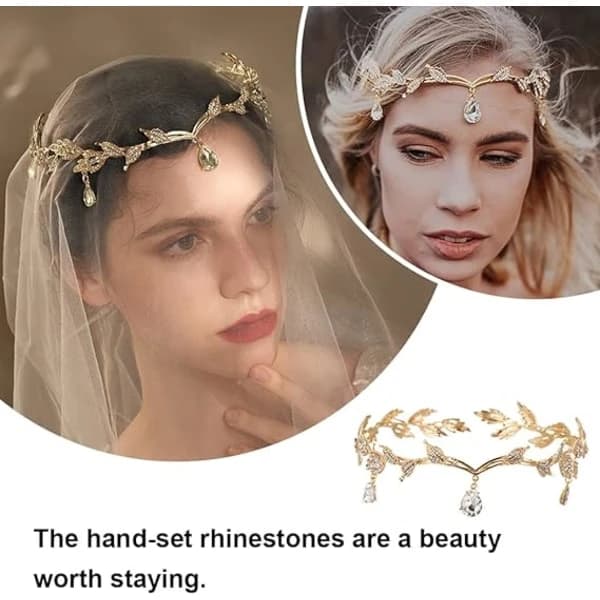 Gudinne Hodeplagg Tiara Krystall Rhinestone Legering Hårbånd for Brud Brudepike Jenter Bryllupsfest Gull