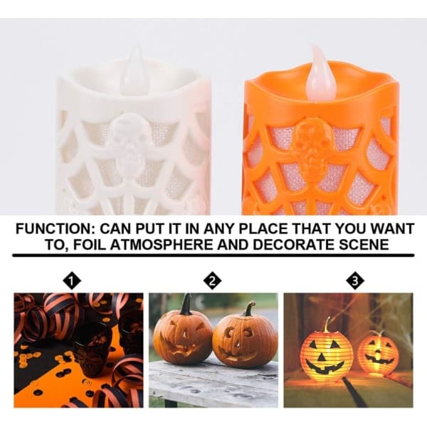 IC 6-pack Halloween-ljus, batteridrivna LED-lampor, orange