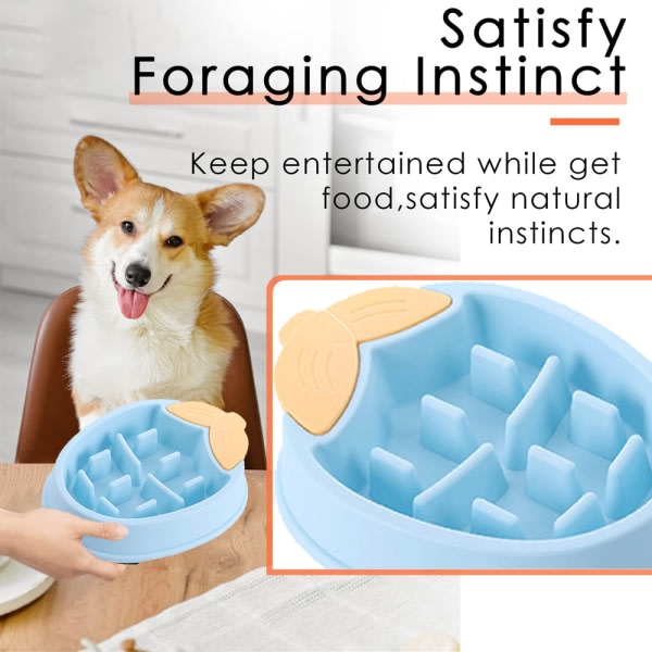 IG Hundekat Slow Feeder Skål Hvalp Slow Feeder Skål til Tør Foder Blå