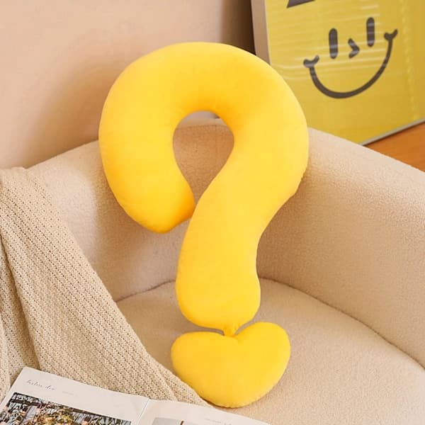 Irregular Decorative Pillow 35x55cm Question Mark Shape Pillow | Large Fun Pillow for Travel Neck Pillow White White