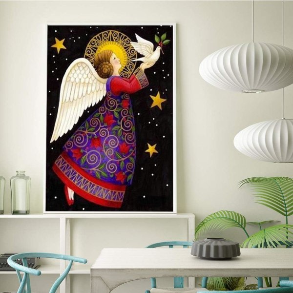 Gjør-det-selv 5D kvadratisk diamantmaleri, Angel Peace Dove maleri Diamantbroderi sett, sett for barn (kunsthåndverk) Canvas veggdekor Hjemmedekor 12x