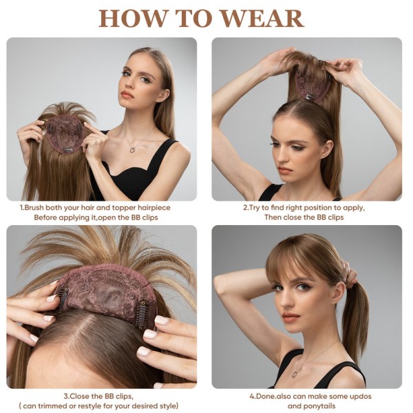 IC Ventilation kvinners peruk hoved hår lappar människohår peruk 16H613