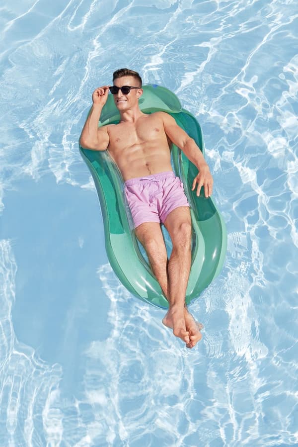 Oppustelig Pool Float Loungestol Med Netbund PVC til Strand- og Poolafslapning 160 x 84 cm Grøn