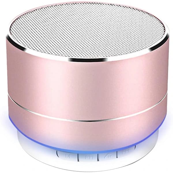 Bærbar Bluetooth-højttaler med HD-lyd, TF-kortunderstøttelse og LED-lys, mini trådløs højttaler til hjemmerejser strand, pink
