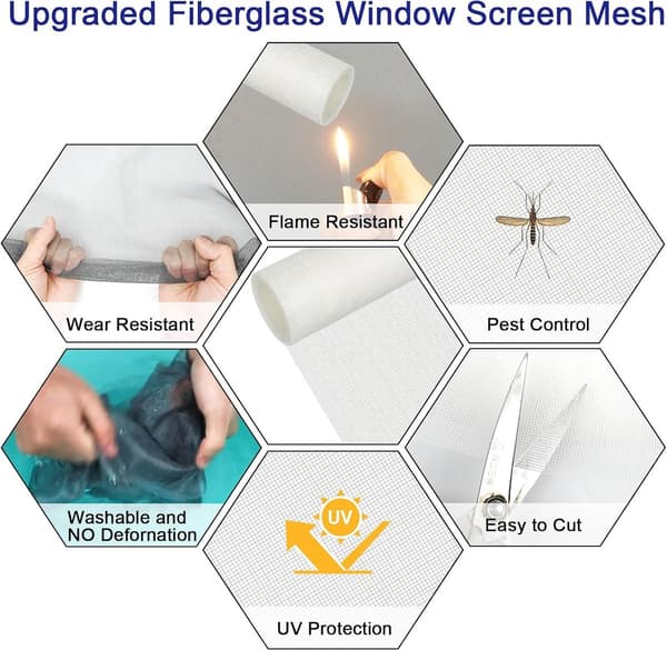 Replacement Net - Pets - 120 - 250 - cm - White - Scratch Resistant - Universal - Window Net - Insert Window Net - Fiberglass Window Net