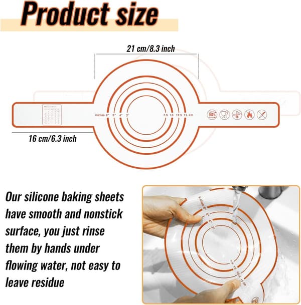 52.5x21.5 cm - 2 Pieces - Multifunctional - Silicone Baking Mat - Sling Baking Mat - with - Long - Handle - Bread Baking Mat - Bread Silicone - Orange Color