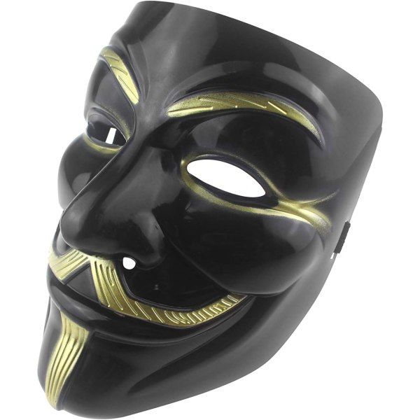 Udekit Hacker Anonym Mask Gold V f?r Vendetta Mask f?r barn Kvinnor M?n Halloween Party Kostym Cosplay Guld