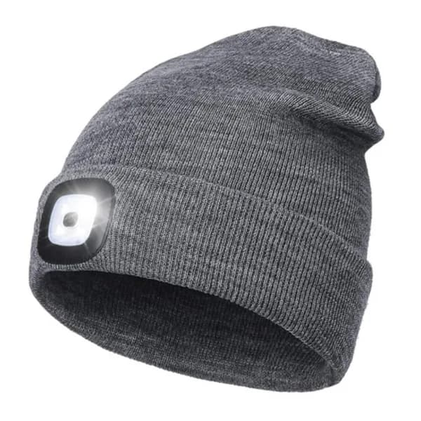 2-pack Unisex LED Beanie Hat Lamp Uppladdningsbar Varm Vinter Stickad Pannlampsmössa Grå-1 Pack Gray-1 Pack