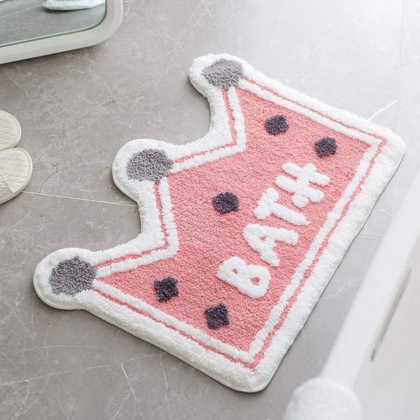 IC Kronformad badmatta Halkfri plysch Supermjuk, mysig tvättbar badrum Sovrumsabsorberande tjocka mattor (17\" x 24\", rosa)