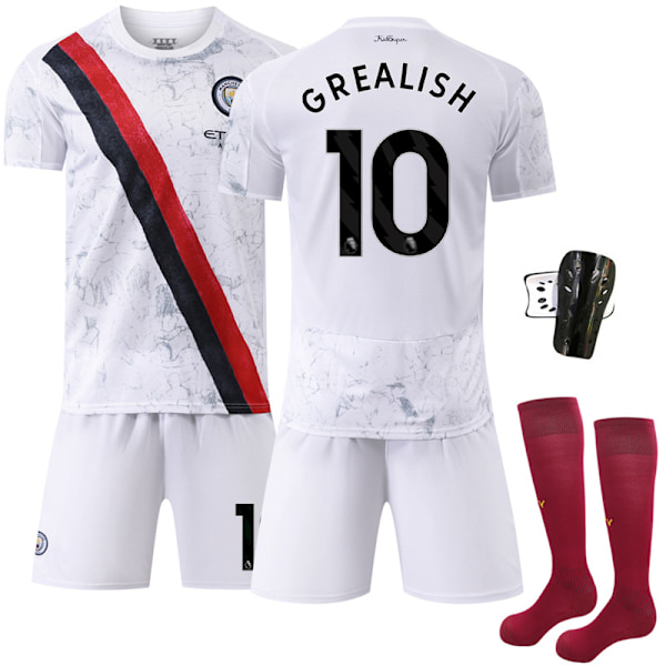 -26 ny sportdräkt 17 De Bruyne klubbfotbollströja nr 9 Haaland Manchester City bortatröja No. 11 with socks + protective gear #XL