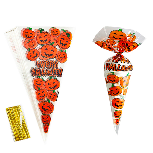 IC 100 stk Halloween Godteri Kjegleposer Gresskar Edderkopp Flaggermus Pakke C A3