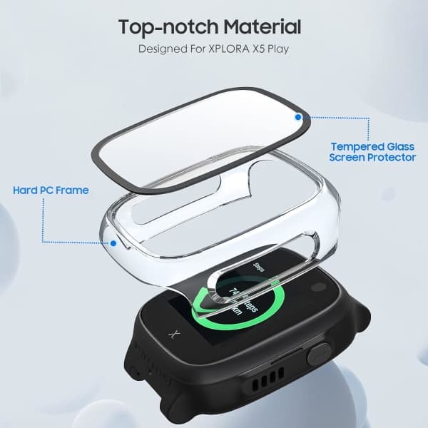 Smartwatch-etui Kompatibel med Xplora X5 Play, hård PC-etui med IC