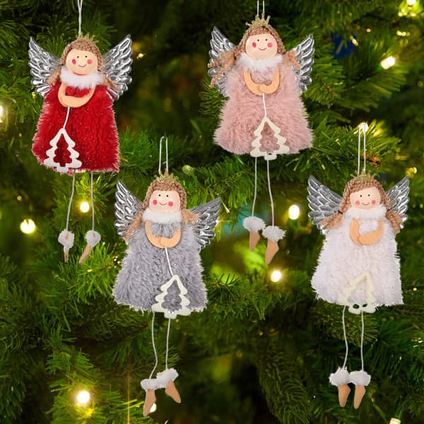 4 st Juldansande Tomteängeldockor Hängsmycke Xmas/Trädhängande Prydnader