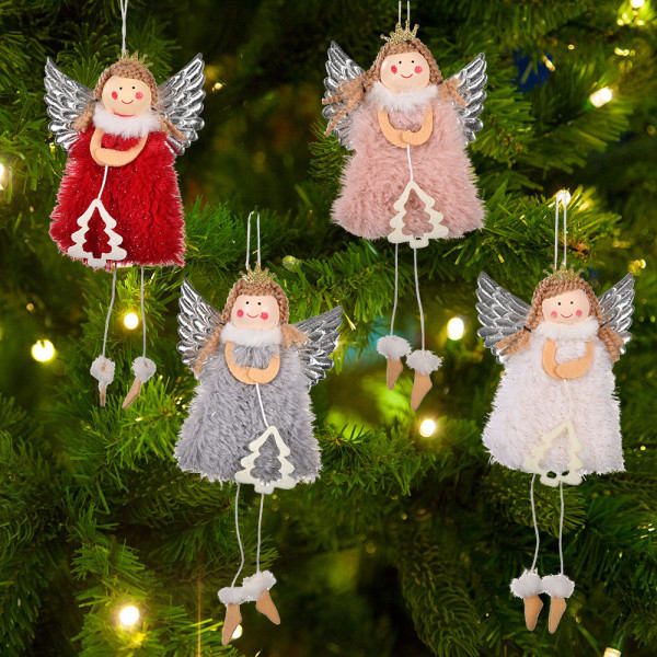 4 stk Jule-Dansende Elf Engel Dukker Vedhæng Juletræ Hængende IC