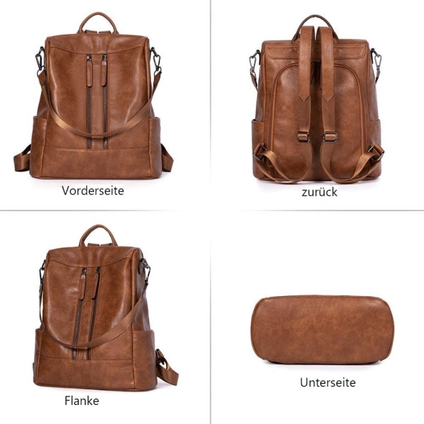 IC Ryggsäck Dam Anti Theft Läder Handväska Daypack för kvinnor
