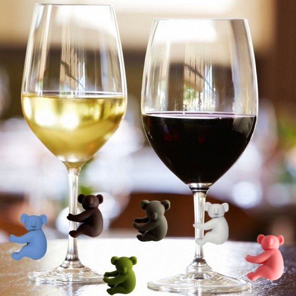 Vinglas Charms Koala Dyr Silikon Vin Glas Etiketter