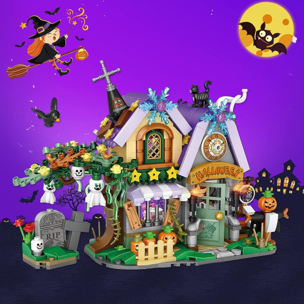 IC Halloween Spøgelseshus Mini Byggeklodser Byggleksager - Spøgelsesvampyr Byggesæt til Børn, Halloween-Visningsmodel Spøgelseshusfestgave