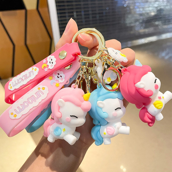 IC e Kawaii 3D Yksisarvinen Avaimenperät Pehmeäliima Pegasus Riippuva Avaimenperä Punainen