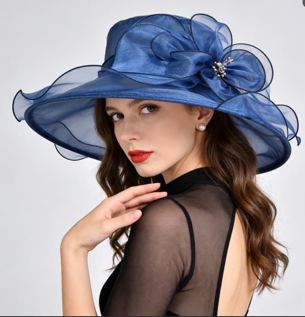 Damesommer Solhat, Tynd Mesh Hat i Fransk Stil, Bred Skygge, Åndbar Mesh Hat - Hvid White