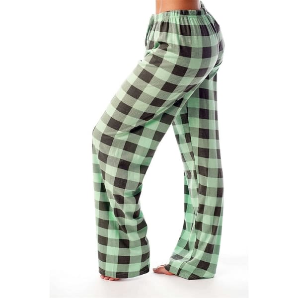 Långrutiga tighta pyjamaströjor for kvinner med fickor och sovkläder med dragsko Black&Gray 3XL