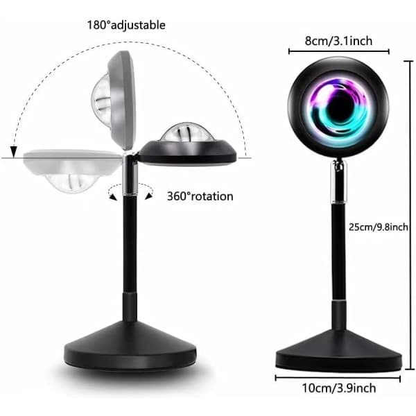 IC Solnedgangslys, romantisk LED-natlampe, 180° roterende Tiktok