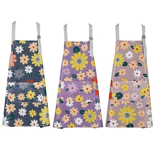 1 pc Adjustable Sleeveless Apron with Floral Pattern, Kitchen Apron for Baking, Gardening and Cleaning