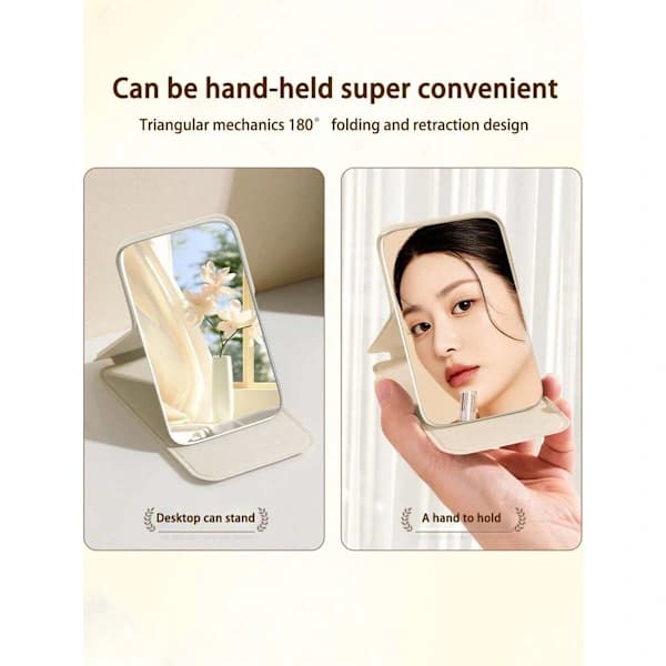 1 pc Portable Foldable Makeup Mirror - Compact Handheld Cosmetic Mirror (Travel/Dorm/Stocking Stuffer) white white