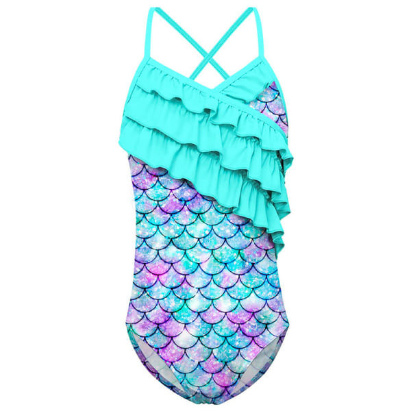 Tyttöjen uimapuku 1 osainen Mermaid Beach Havaijilainen uimapuku tyttöjen uimapuku 5-6 vuotta