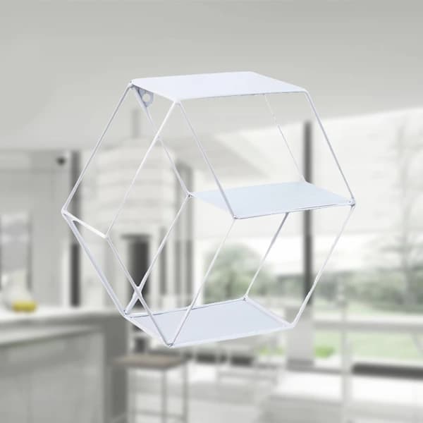 Creative Nordic Style Hexagon Storage Shelf Wrought Iron Double Layer Wall Shelf 1x 1x