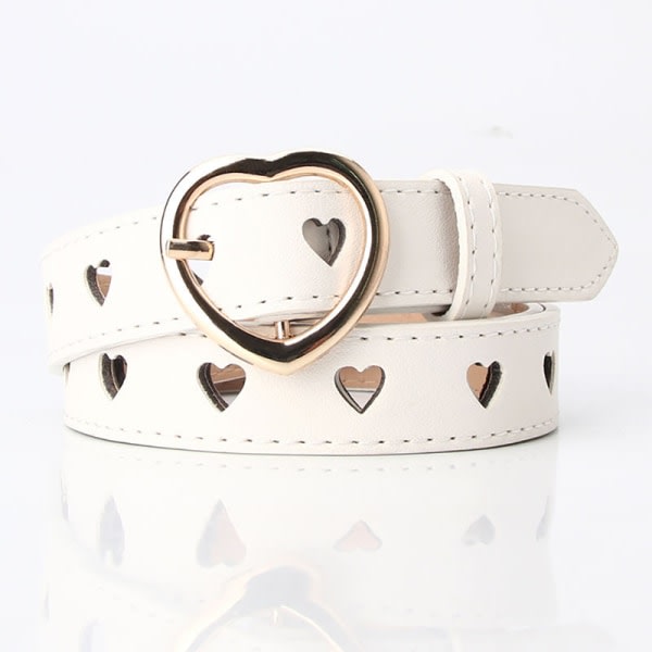 IC Kärlekshjärtformad bälte för kvinnor med metallspänne (olika färger) (1 stykke) (syntetiskt läder)