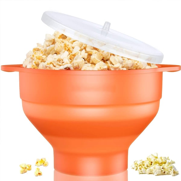 IC Mikrovågs silikon popcornmaskin med lås och handtag Orange