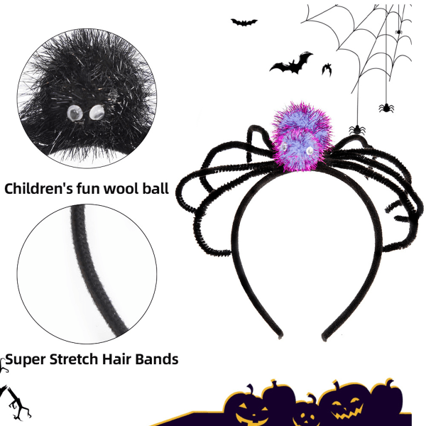 IC 2-pack Halloween Diadem Spindel Skrämmande Spindel Utstyrning Lila
