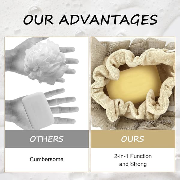 3-pak 2-i-1 Sæbeholder Loofah - Eksfolierende Brusesvamp Beige2 + Khaki1