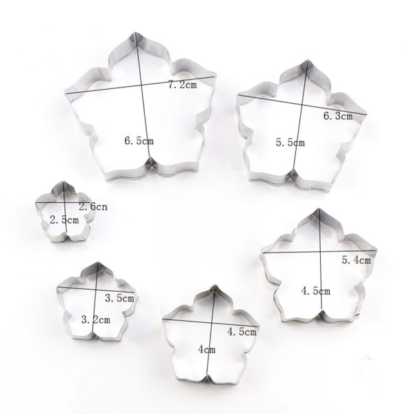 IC 5 stk Rustfrit Stål Lilje Blomklinge Form Fondant Cookie Tool