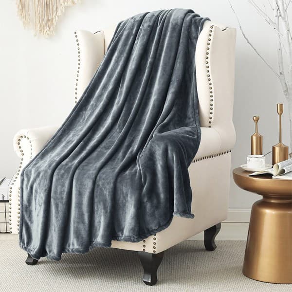 IC Ensfarget Vendbar Pledd Tepper Tykt Varmt Sengeteppe Napp Pledd (228*228CM)