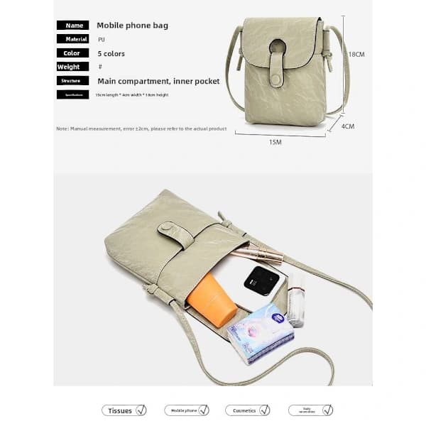 BAORUIFU | Mobilholder Crossbody Taske til Kvinder 2025 Efterår Vertikal Stil grå gray