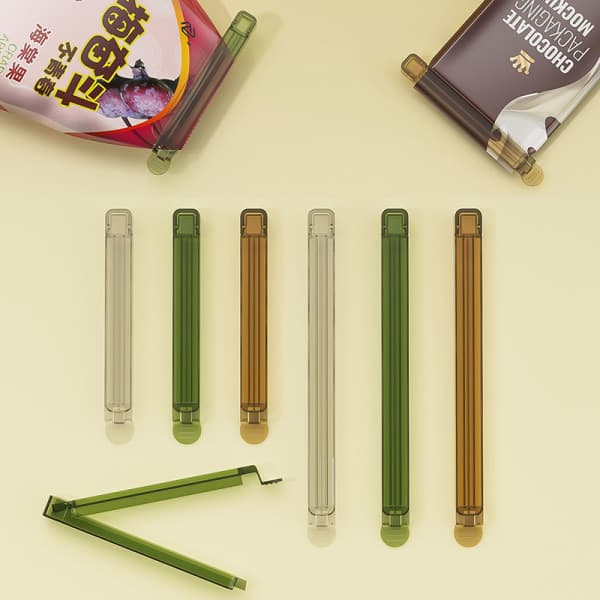 IC 5 ST Forseglingspose Klips Forsegler Klemme Køkken Opbevaring Snack Forsegling Transparent S