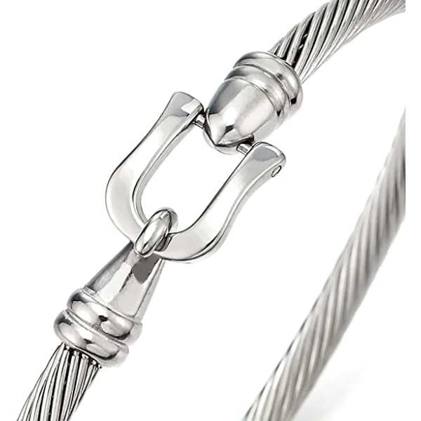 IC NOE Elegant snoet kabelarmbånd i rustfrit stål med hvid