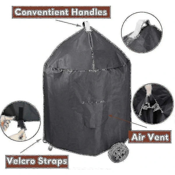 Kulgrillovertræk til Weber 57 cm Premium Kedelgrill, Kraftig 600D Polyester, UV-resistent, Sort