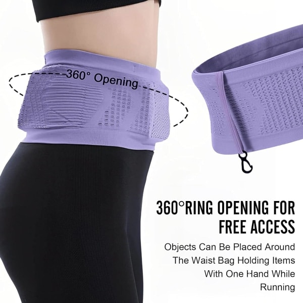 Slank Løpebelte med 4 Sikre Store Lommer, Fuktavvisende Trenings Fanny Pack, Midjeveske for Løpere, Fitness, Trening Lilla XL Purple XL