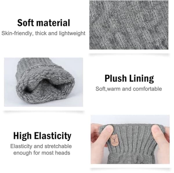 Fingerlösa termiska handskar för män och kvinnor - Stickade vinterhandskar med mjukt foder