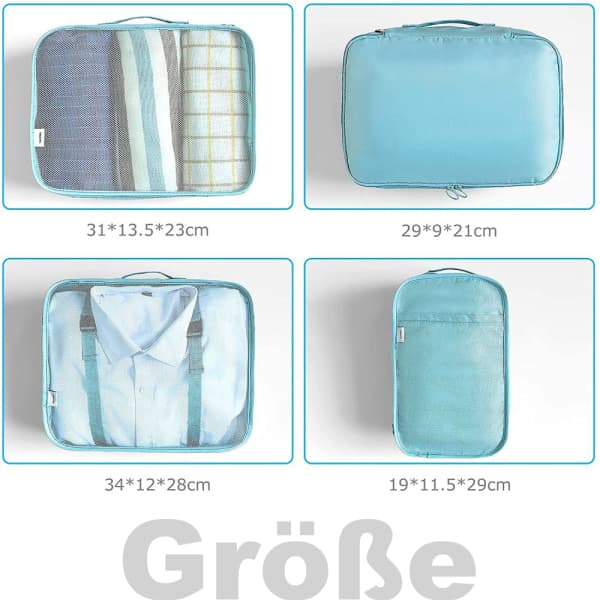Resepackningsset, packningskuber, klädväskor, skopåsar, organizer, packningskuber, kosmetika (8 stycken)