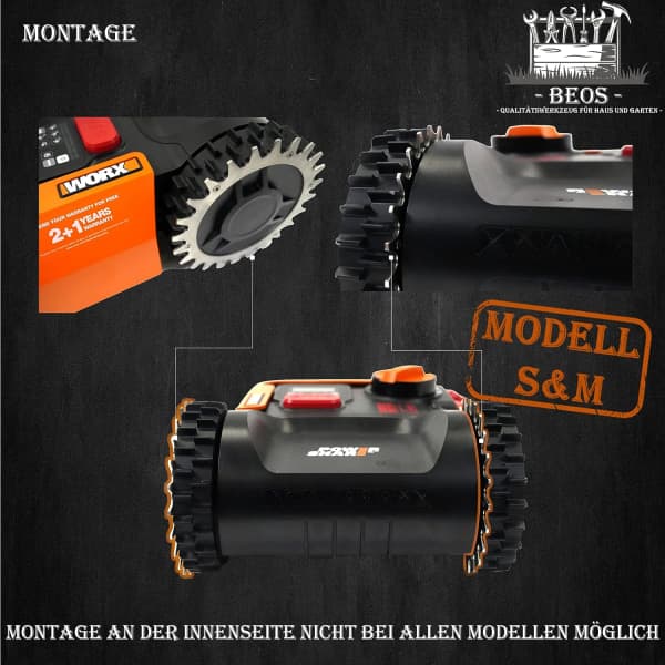 IC 2 x premium rustfrit stål pigge til Worx Landroid S&M - 12 x rustfrit stål skruer