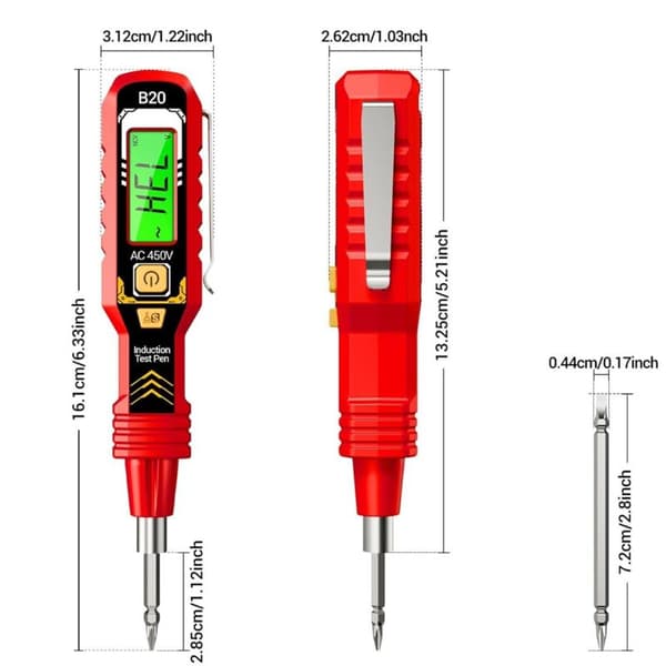Spänningstestare - Digital elektrisk testmultimeter, strömbrytarelokalisator med LED-ljus, bärbart elverktyg